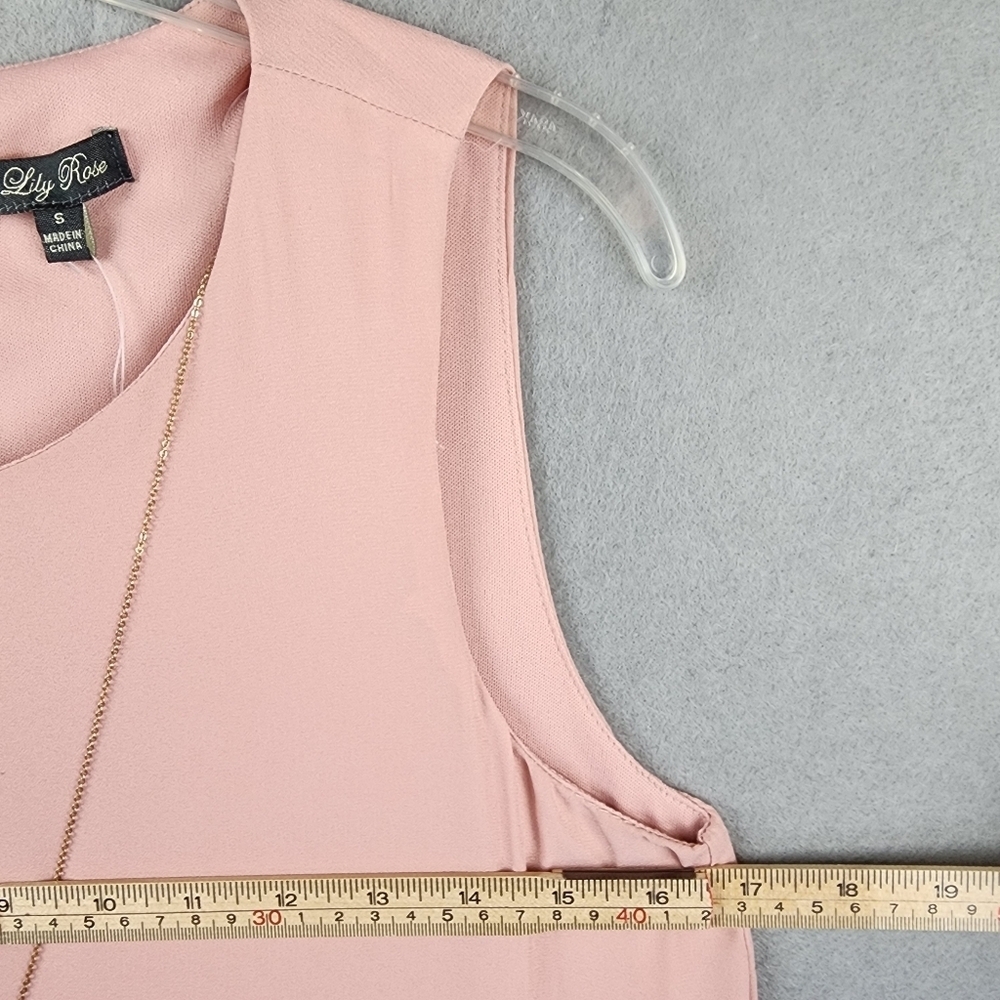 NWT Lily Rose Pink Sleeveless Mini Dress w/ Necklace Size Small - Picture 8 of 10